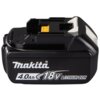 Czarny akumulator z białymi napisami: "Makita", "4.0Ah", "18V", "LITHIUM-ION". Produkt ma żółty element i białe detale na górze.