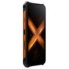 Smartfon z czarno-pomarańczową obudową, na ekranie widoczna jest grafika z dużą literą "X" w odcieniach pomarańczowego i czarnego. Na bocznej krawędzi urządzenia znajduje się napis "HAMMER".
