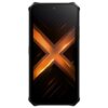 Smartfon z czarno-pomarańczowym motywem na ekranie, przedstawiającym duży, pomarańczowy znak "X" na ciemnym tle. Urządzenie ma solidną, czarną obudowę z pomarańczowymi akcentami.