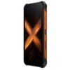 Smartfon z czarno-pomarańczową obudową, na ekranie widoczna jest grafika z dużą literą "X". Na bocznej krawędzi znajduje się napis "HAMMER".