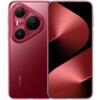 Czerwony smartfon z dużym ekranem i trzema aparatami z tyłu, z widocznym logo "HUAWEI". Na ekranie wyświetlany jest abstrakcyjny wzór w odcieniach czerwieni.