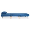 Granatowy, rozkładany fotel do spania z poduszką, posiada drewniane i metalowe nogi. Produkt jest opisany jako "Fotel Rozkładany Do Spania Leżak Łóżko Sofa Jednoosobowa Granatowy MARRY".