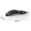 Czarna suszarka do włosów z miedzianymi akcentami, o wymiarach 8,6 cm na 30 cm, z widocznymi przyciskami i ikonami na obudowie. Produkt to "Suszarka ROWENTA Air Motion 2 w 1 CF8C20".