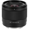 Czarny obiektyw z widocznym napisem "AF 14/4.0 FE" na dolnej części oraz oznaczeniem "Full Frame" na górnej krawędzi. Obiektyw ma żłobkowaną powierzchnię i metalowe mocowanie.