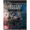 Okładka gry "Crimson Desert Steelbook Edition Gra PC" przedstawia trzech uzbrojonych wojowników na tle zamku, z napisem "PC Digital Download" u góry oraz logo "PEARL ABYSS" na dole. W lewym dolnym rogu znajduje się oznaczenie wiekowe 18+ oraz informacje o
