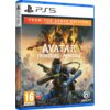 Okładka gry "Avatar: Frontiers of Pandora From The Ashes Edition" na PS5, z widocznym napisem "INCLUDES MAIN GAME + EXPANSION" oraz logo Ubisoft. Na dole znajduje się oznaczenie wiekowe 16, a także ikony ENG i PL oraz informacja "Internet required to inst