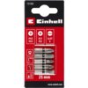 Czerwone opakowanie zawiera zestaw pięciu bitów skrętnych o długości 25 mm, z oznaczeniami PH2, PH3, PZ1, PZ2 i SLOT 6. Na opakowaniu widnieje logo "Einhell" oraz numer 131360, a także informacje o materiale S2 i symbolach związanych z zastosowaniem.