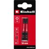 Opakowanie zawiera dwa bity o długości 50 mm, oznaczone jako T30 i S2, z logo Einhell oraz adresem strony internetowej www.einhell.com. Na opakowaniu znajdują się również piktogramy przedstawiające cechy produktu, takie jak torsja i kompatybilność z uchwytami 1/4 cala.