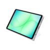 Białe etui na tablet Samsung Tab A11 w formie stojaka, z widocznym ekranem wyświetlającym zielono-niebieską grafikę. Etui ma wycięcia na przyciski i porty urządzenia.