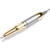 Na zdjęciu widoczna jest frezarka do paznokci w kolorze złoto-srebrnym z napisem "Clavier" na obudowie. Urządzenie ma metaliczną końcówkę i jest podłączone do kabla.