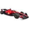 Czerwony zdalnie sterowany samochód wyścigowy z widocznymi logotypami, w tym Shell, Ferrari i Pirelli, oraz numerem 16 na karoserii. Model ma szczegółowe elementy aerodynamiczne i czarne opony z żółtymi napisami.