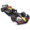 Zdalnie sterowany samochód wyścigowy w kolorach czarnym, czerwonym i żółtym z widocznymi logotypami "Red Bull", "Oracle", "Mobil" oraz innymi sponsorami na karoserii. Model ma szczegółowo odwzorowane elementy aerodynamiczne i opony z napisem "P Zero".
