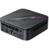 Czarny komputer Blackview MP100 Pro z widocznymi portami USB, LAN, DP i HDMI na bocznej ściance. Na górnej powierzchni znajduje się logo "Blackview" oraz napis "MADE BY BLACKVIEW".