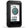 Czarny urządzenie z wyświetlaczem pokazującym dane GPS, w tym współrzędne N 38.856596°, W 094.798958°, oraz poziom sygnału satelitarnego. Na ekranie widoczne są także wskaźniki sygnału i logo "GARMIN" na dole.