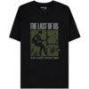 Czarna koszulka z nadrukiem przedstawiającym postać grającą na gitarze, motyla oraz rośliny, z tekstem "THE LAST OF US" na górze i "YOU CAN'T STOP THIS" na dole. Wewnątrz kołnierzyka znajduje się napis "THE LAST OF US PART II".