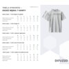 Tabela rozmiarów odzieży męskiej T-shirty, zawierająca wymiary dla różnych krojów: Regular Fit, Vintage Fit, z rękawem raglanowym, Loose Fit i Longline Fit, z podziałem na rozmiary od XS do 3XL, oraz ilustracja koszulki z zaznaczonymi wymiarami. Logo "DIF