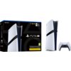 Pudełko z napisem "SONY" i "PS5 Pro" obok konsoli i kontrolera, z oznaczeniem "2TB" oraz ikonami "4K HDR" i "VRR". Widoczna jest także zielona etykieta z numerem "7" oraz tekstem w dolnej części opakowania.