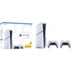 Na zdjęciu znajduje się konsola w białym kolorze z dwoma kontrolerami oraz opakowanie z napisem "SONY", "PS5", "1TB/1To", "PlayStation 5" i oznaczeniem wiekowym "7".