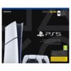 Opakowanie konsoli Sony PlayStation 5 Digital Edition z grafiką przedstawiającą konsolę i dwa kontrolery DualSense. Na opakowaniu widoczne są napisy: "825 GB", "4K 120", "HDR", "PlayStation 5 Digital Edition", oraz oznaczenie wiekowe "7".