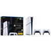 Pudełko z napisem "PlayStation 5 Digital Edition" oraz logo "PS5" obok konsoli i dwóch kontrolerów. Na pudełku widoczne są oznaczenia "825 GB", "4K 120" i "HDR", a także zielona ikona z cyfrą "7".
