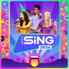 Na kolorowym tle z motywami muzycznymi i tropikalnymi widnieje napis "LET'S SING 2026", a poniżej znajduje się grafika przedstawiająca trzy osoby trzymające mikrofony. W dolnej części obrazu znajduje się stylizowana ikona ust z wystawionym językiem.