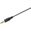 Czarny kabel z wtyczką mini jack 3,5 mm, z pozłacanym końcem, widoczny na białym tle.