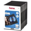 Na zdjęciu widoczne jest opakowanie zawierające 25 czarnych pudełek na płyty DVD marki Hama, z napisem "SLIM DVD Box DVD-Leerhülle" oraz informacją "25 Pieces/Stück" i "1 für/for 1 DVD". Na opakowaniu znajduje się również logo "hama THE SMART SOLUTION" oraz kod "00 051182".