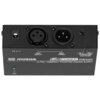 Czarny zasilacz Phantom MOZOS PS400 z dwoma złączami XLR, włącznikiem zasilania i przełącznikiem napięcia phantom (+12 V / +48 V). Na obudowie widoczne są napisy: "MOZOS", "MicroPOWER PS400", "ULTRA-COMPACT PHANTOM POWER SUPPLY", "MIC INPUT", "MIC THRU", oraz "ON".