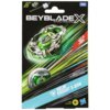 Opakowanie zabawki "HASBRO Beyblade X Pakiet startowy Helm Knight 3-80N F9581ES0" z dużym, dynamicznym wizerunkiem zielono-srebrnego bączka na tle kolorowych linii. Na opakowaniu widnieją napisy: "BEYBLADE X", "LET IT RIP!", "HELM KNIGHT 3-80N", "8+" oraz