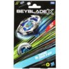 Opakowanie zabawki "Beyblade X" z dużym, kolorowym wirnikiem na czarnym tle, z napisem "LET IT RIP!" oraz informacją o zawartości: "INCLUDES" i "ENTHÄLT". Na dole widnieje napis "SWORD DRAN 3-60F" oraz logo Hasbro, a także oznaczenie wiekowe "8+".
