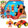 Opakowanie zawiera figurkę Iron Mana oraz pojazd Iron Racer, z widocznymi elementami do montażu. Na opakowaniu znajduje się logo Hasbro oraz napis "Marvel Iron Man and his Awesome Friends".
