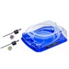 Zestaw zabawkowy składa się z niebieskiej areny z przezroczystą pokrywą oraz dwóch wyrzutni i dwóch bączków. Na pokrywie widoczny jest napis "Beyblade X".