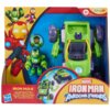 Opakowanie zabawki przedstawia figurkę Iron Hulk oraz pojazd w zielono-fioletowych kolorach, z logo Hasbro i napisami "IRON HULK" oraz "MARVEL IRON MAN AND HIS AWESOME FRIENDS". Na opakowaniu widnieje również grafika Iron Mana oraz oznaczenie wiekowe 3+.