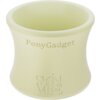 Kremowy pojemnik o cylindrycznym kształcie z widocznym napisem "PonyGadget" na górze oraz logo "SKINVIBE" na dole. Produkt ma gładką powierzchnię i jednolity kolor.