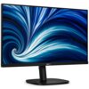 Monitor z cienkimi ramkami wyświetla dynamiczny, niebiesko-biały wzór przypominający wir. Na dolnej ramce widoczne jest logo "PHILIPS".