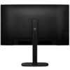 Czarny monitor z widocznym logo "PHILIPS" na tylnej części obudowy, z teksturą w postaci poziomych linii. Na dolnej krawędzi znajdują się oznaczenia portów: HDMI, DP IN, USB-C, AUDIO OUT, zasilanie.