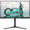 Na zdjęciu widoczny jest monitor marki PHILIPS z wyświetlanym obrazem przedstawiającym futurystyczny motocykl i postać w kombinezonie na tle nieba z chmurami. Na ramce monitora znajdują się napisy "EVNIA" i "PHILIPS".