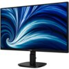 Monitor z cienkimi ramkami wyświetla dynamiczny, niebieski wzór przypominający wir. Na dolnej ramce widoczne jest logo "PHILIPS".