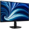 Monitor z cienkimi ramkami wyświetla dynamiczny, niebieski wzór przypominający wir. Na dolnej ramce widoczne jest logo "PHILIPS".