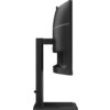 Monitor AOC CU34E4CW o przekątnej 34 cali, rozdzielczości 3440x1440 pikseli, częstotliwości odświeżania 120Hz i czasie reakcji 4 ms [GTG], z zakrzywionym ekranem, widoczny z boku na czarnym stojaku. Obudowa monitora jest w kolorze czarnym z subtelnym, poziomym akcentem.