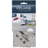 Opakowanie produktu z napisem "VELKEA OUTDOOR" oraz hasłem "#PoProstuLepiej" przedstawia szarą ściereczkę z mikrofibry o wymiarach 30 x 30 cm. Na opakowaniu znajdują się ikony symbolizujące mikrofibrę, warstwę ochronną i delikatne czyszczenie, a także napis "ŚCIERECZKA UNIWERSALNA Z MIKROFIBRY MICROFIBRE MULTI-PURPOSE CLOTH".