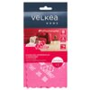Opakowanie produktu z napisem "VELKEA HOME" oraz hashtagiem "#PoProstuLepiej" zawiera różową ściereczkę z mikrofibry o wymiarach 30 x 30 cm, oznaczoną jako "SMART FIBRE". Na opakowaniu znajdują się również ikony z napisami: "100% MIKROFIBRA", "WŁAŚCIWOŚCI OCHRONNE" oraz "BEZ SMUG I ZACIEKÓW".