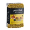 Opakowanie zmywaków kuchennych marki Velkea Kitchen zawiera dwie sztuki, w kolorach złotym i srebrnym, z napisem "Zmywak do delikatnych powierzchni" oraz "Sponge for delicate surface". Na opakowaniu widnieje również hasło "#PoProstuLepiej" oraz oznaczenia "Made in Poland", "Nie rysuje powierzchni" i "Do delikatnych powierzchni".