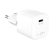 Biała ładowarka sieciowa z napisem "PD 20W" obok portu USB-C oraz logo "FIXED" na obudowie. Produkt ma kompaktowy, prostokątny kształt z zaokrąglonymi krawędziami.