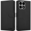 Czarne etui TECH-PROTECT Wallet do Xiaomi 15T przedstawione jest w dwóch ujęciach: zamknięte i otwarte, z widocznymi wycięciami na aparat oraz logo "TECH PROTECT" w dolnym rogu. Etui posiada zapięcie na magnes oraz precyzyjne przeszycia na krawędziach.