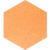 Pomarańczowy panel filcowy w kształcie heksagonu, o jednolitej teksturze. Produkt to "Panel filcowy MULTIDECOR Felly Heksagon 01 40 x 46 cm Pomarańczowy (2 szt.)".