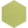 Zielony panel filcowy w kształcie heksagonu, o jednolitej fakturze. Produkt ma wymiary 40 x 46 cm.
