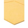 Żółty panel filcowy w kształcie heksagonu, z widocznymi krawędziami i delikatną teksturą materiału. Produkt ma gładką powierzchnię i jednolity kolor.