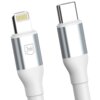 Na zdjęciu widoczne są dwa białe końcówki kabla: USB-C i Lightning, z metalicznymi elementami. Na jednej z końcówek znajduje się logo "3mk".