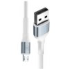 Na zdjęciu widoczny jest biały kabel USB - Micro USB z metalicznymi wtyczkami, na jednej z nich znajduje się logo "3MK". Kabel ma plecioną osłonę, a wtyczki są w kolorze srebrnym.